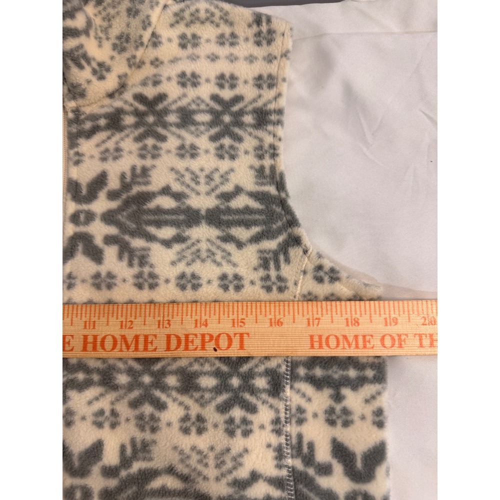 Woolrich Womens Fleece Vest Snowflake Print Full Zip Pockets Cream Gray Size S - Picture 7 of 8